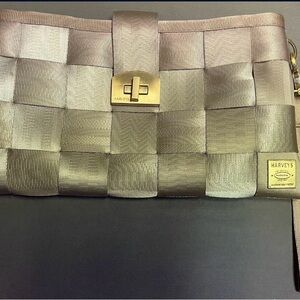 Harveys Gold Woven Wristlet Clutch